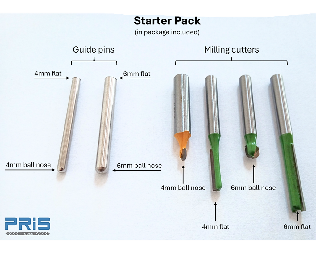 Duplicator basic tool set guide pins and milling bits