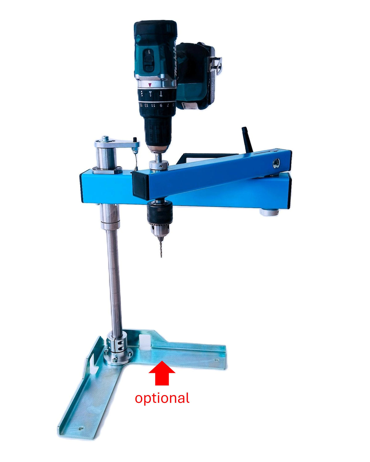 Portable drill guide for perpendicular drilling with optional stand